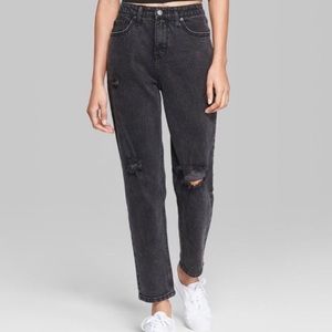 black distressed mom jeans